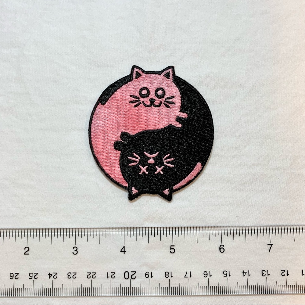 Kitty Cat Yin Yang Life Death Sew On Patch